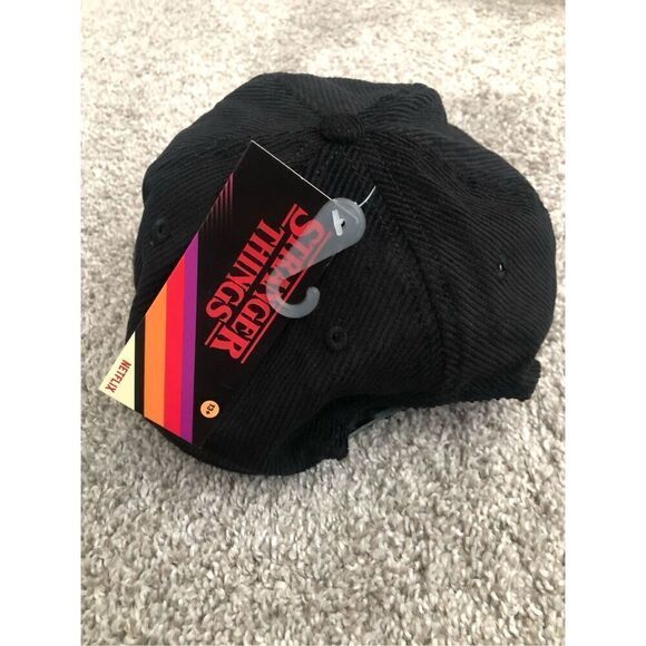Stranger Things Hellfire Club Corduroy Black Snapback Hat - Picture 3 of 7